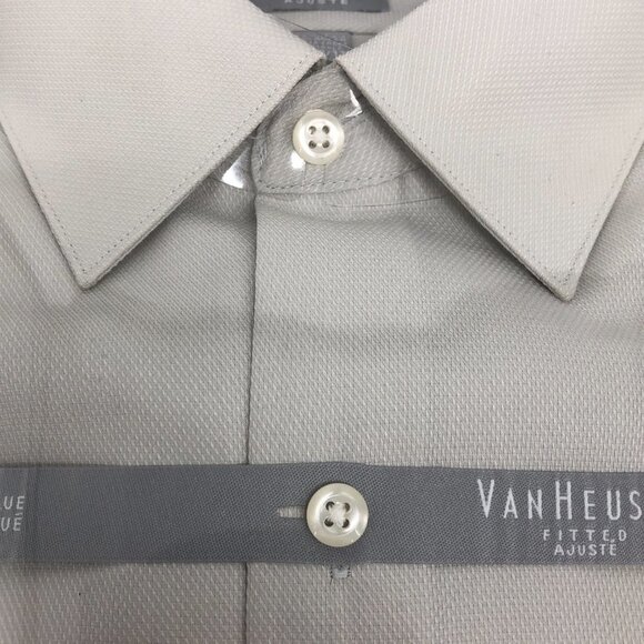 NWT Van Heusen pale Grey Button Up Fitted Dress Shirt size 15.5 32/33 - Picture 5 of 9